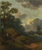 GAINSBOROUGH Thomas Wooded Landscape With Peasants Resting,and A Distant Cottage GAINSBOROUGH Thomas Wooded Landscape With Peasants Resting,and A Distant Cottage