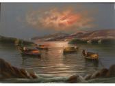 GALANTI Mario Raffigurante Pescatori Nel Golfo Al Tramonto GALANTI Mario Raffigurante Pescatori Nel Golfo Al Tramonto