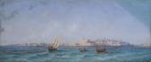 GALEA Luigi Maria Veduta De La Valletta Dal Mare Con Barche Di Pescatori GALEA Luigi Maria Veduta De La Valletta Dal Mare Con Barche Di Pescatori