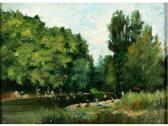 GALL Francois Flusslauf Zwischen Bäumen Mit Badenden GALL Francois Flusslauf Zwischen Bäumen Mit Badenden