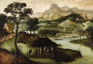 Lucas, Dit Helmont Gassel - A Panoramic Landscape With Christ Healing The Blind Man