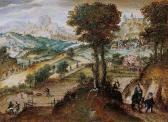 GASSEL Lucas, dit Helmont Landschaft Mit Der Flucht Nach Ägypten. GASSEL Lucas, dit Helmont Landschaft Mit Der Flucht Nach Ägypten.