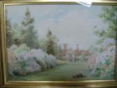 GEORGE Herbert Flower Borders, A Dog To Foreground GEORGE Herbert Flower Borders, A Dog To Foreground