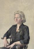 GEORGE Patrick Portrait Of A Lady, Half-length, Seated In A Charcoal Shirt GEORGE Patrick Portrait Of A Lady, Half-length, Seated In A Charcoal Shirt