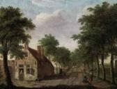 GEORGE TEISSIER Jean A Horse Drawn Cart Approaching A Farm With Several Figures GEORGE TEISSIER Jean A Horse Drawn Cart Approaching A Farm With Several Figures
