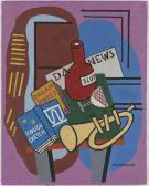 George Wettling Still Life With A Trumpet, Scotch Bottle And Books. George Wettling Still Life With A Trumpet, Scotch Bottle And Books.
