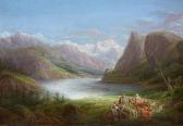 GEORGI Friedrich Otto A Mountain Lake With An Artist And Shepherds GEORGI Friedrich Otto A Mountain Lake With An Artist And Shepherds