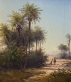 GEORGI Friedrich Otto "orientalische Landschaft" Mit Palmen Und Kamelreiter GEORGI Friedrich Otto "orientalische Landschaft" Mit Palmen Und Kamelreiter