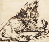 GERICAULT Theodore Lion Tenant Un Serpent Dans Ses Griffes GERICAULT Theodore Lion Tenant Un Serpent Dans Ses Griffes