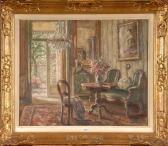 GEUDENS Albert Salon Bourgeois Donnant Sur Un Jardin Fleuri GEUDENS Albert Salon Bourgeois Donnant Sur Un Jardin Fleuri
