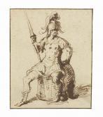 GHEYN de Jacob II A Warrior Holding A Lance Seated On A Drum GHEYN de Jacob II A Warrior Holding A Lance Seated On A Drum