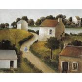 GHIGLION-GREEN Maurice Paysage Au Personnage Bleu GHIGLION-GREEN Maurice Paysage Au Personnage Bleu
