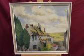 GIBSON Taylor Sussex Landscape With Thatchers Carrying Out Their Work GIBSON Taylor Sussex Landscape With Thatchers Carrying Out Their Work