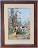 GIDE Hippolyte Jean Adam Chiens De Chasse À La Croisée Des Chemins GIDE Hippolyte Jean Adam Chiens De Chasse À La Croisée Des Chemins