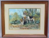 GIDE Hippolyte Jean Adam Chiens De Chasse Au Pied De L'arbre GIDE Hippolyte Jean Adam Chiens De Chasse Au Pied De L'arbre