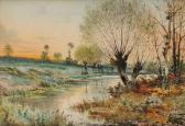 GIDE Hippolyte Jean Adam Paysage Lacustre Aux Saules GIDE Hippolyte Jean Adam Paysage Lacustre Aux Saules