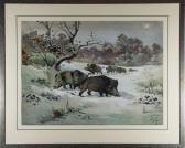 GIDE Hippolyte Jean Adam Sanglier Dans Une Foret En Hiver GIDE Hippolyte Jean Adam Sanglier Dans Une Foret En Hiver