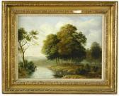 GILL Edmund Ward A River Landscape With Figures In A Punt GILL Edmund Ward A River Landscape With Figures In A Punt