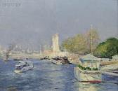 GILLOT Eugène Louis View Of Boats Along The Seine GILLOT Eugène Louis View Of Boats Along The Seine