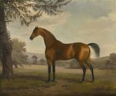 GILPIN William Sawrey A Chestnut & Arab Stallion In A Landscape GILPIN William Sawrey A Chestnut & Arab Stallion In A Landscape