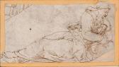 Giovanni Battista Franco Saint Luc Dessinant Sur Une Tablette Et Au Verso Un Prophète Allongé Lisant Giovanni Battista Franco Saint Luc Dessinant Sur Une Tablette Et Au Verso Un Prophète Allongé Lisant
