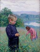 GIRAN-MAX Leon Deux Enfants Dans Le Pré En Fleurs, Auvers-sur-oise GIRAN-MAX Leon Deux Enfants Dans Le Pré En Fleurs, Auvers-sur-oise