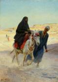 GIRARDET Eugene A Couple With A Donkey In The Wilderness GIRARDET Eugene A Couple With A Donkey In The Wilderness