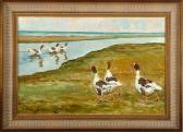 GISLANDER William A Coastal Scenery With Geese. Signed. Dated 1926 GISLANDER William A Coastal Scenery With Geese. Signed. Dated 1926