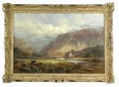 GLENDENING Snr. Alfred Cattle And A Fisherman In A View Of The Lake District GLENDENING Snr. Alfred Cattle And A Fisherman In A View Of The Lake District