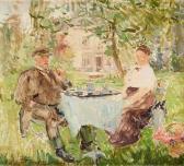GODFRINON Ernst Jean Joseph Déjeuner Au Jardin À Falaën GODFRINON Ernst Jean Joseph Déjeuner Au Jardin À Falaën