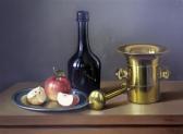 GOMBAR Andras Still Life Of Apples With Mortar And Pestle On A Table GOMBAR Andras Still Life Of Apples With Mortar And Pestle On A Table