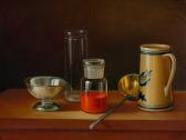 GOMBAR Andras Still Life Of Red Pigment In A Glass Jar, A Ladle And Other Receptacles GOMBAR Andras Still Life Of Red Pigment In A Glass Jar, A Ladle And Other Receptacles