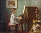 GORE William Crampton The Artist's Daughter Playing The Piano (1929-1930) GORE William Crampton The Artist's Daughter Playing The Piano (1929-1930)