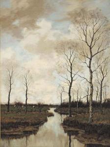 Arnold Marc Gorter - A River Landscape In Autumn