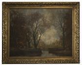 GORTER Arnold Marc Autumnal Wooded Scene With Figure And Cows GORTER Arnold Marc Autumnal Wooded Scene With Figure And Cows