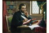 GOSS Fr Darstellung Des Hl. Thomas Von Aquin Mit Schreibfeder Und Bücher GOSS Fr Darstellung Des Hl. Thomas Von Aquin Mit Schreibfeder Und Bücher