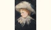 GOUPIL Léon Lucien “jeune Femme Blonde Au Grand Chapeau À Plume”. GOUPIL Léon Lucien “jeune Femme Blonde Au Grand Chapeau À Plume”.