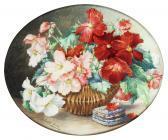 GOURY Juliette Begonias In A Wicker Basket GOURY Juliette Begonias In A Wicker Basket