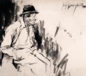 GRACZYNSKI Josef Portret Mężczyzny W Kapeluszu GRACZYNSKI Josef Portret Mężczyzny W Kapeluszu