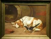 GRAEME Colin A Spaniel And A Magpie In A Barn GRAEME Colin A Spaniel And A Magpie In A Barn