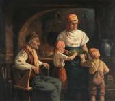GRAU Wolfgang Kücheninterieur Mit Bauernfamilie Am Offenen Herdfeuer GRAU Wolfgang Kücheninterieur Mit Bauernfamilie Am Offenen Herdfeuer