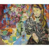 GRAU-SALA Emilio Seated Girl With Flowers And Fruit GRAU-SALA Emilio Seated Girl With Flowers And Fruit