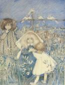 GRAY Norah Neilson Three Girls With Doves GRAY Norah Neilson Three Girls With Doves
