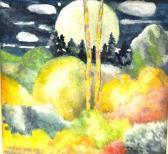 GREEN Richard Crafton Night Landscape With Giant Moon GREEN Richard Crafton Night Landscape With Giant Moon