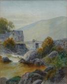 GRESLEY Frank Mountainous River Landscape With Cottage And Stone Bridge GRESLEY Frank Mountainous River Landscape With Cottage And Stone Bridge