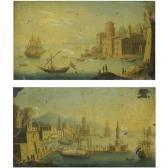 GREVENBROECK Orazio A Capriccio Costal View Of A Mediterranean Town With A Ship Moored Offshore GREVENBROECK Orazio A Capriccio Costal View Of A Mediterranean Town With A Ship Moored Offshore