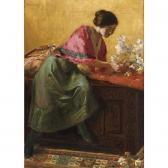 GROOT de Johannes W. Simon Elegant Lady Arranging Flowers GROOT de Johannes W. Simon Elegant Lady Arranging Flowers