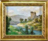 GUGLIELMO GATTI Scorcio Di Paesaggio Con Castello E Fiume GUGLIELMO GATTI Scorcio Di Paesaggio Con Castello E Fiume