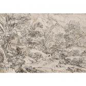 GUILLEROT X. Mountainous River Landscape With Trees GUILLEROT X. Mountainous River Landscape With Trees