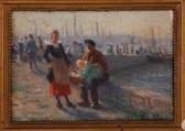 GUILLOU Alfred Famille De Pêcheurs De Concarneau Devant Les Barques GUILLOU Alfred Famille De Pêcheurs De Concarneau Devant Les Barques